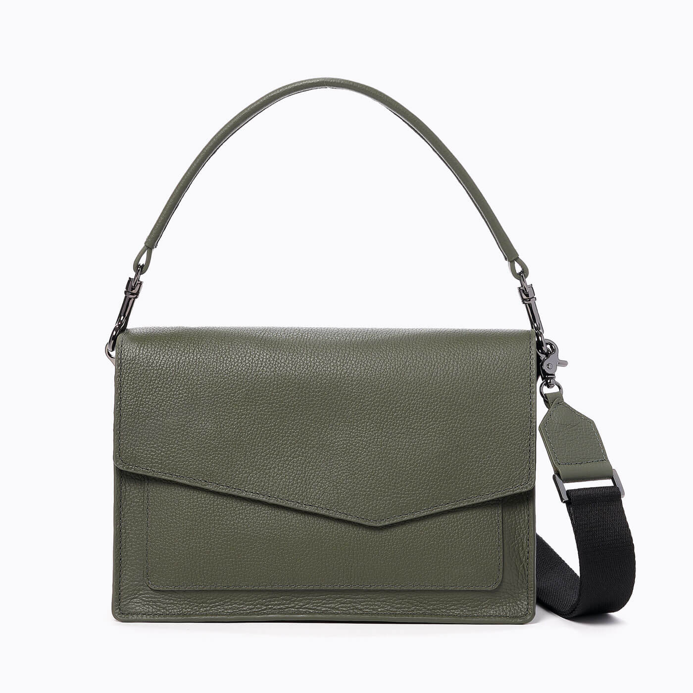 Cobble Hill Flap Satchel (Army Green)- Designer leather Handbags